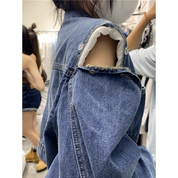 Áo Khoác Jean Cut Vai LSEOUL K0336 Cá Tính Năng Động