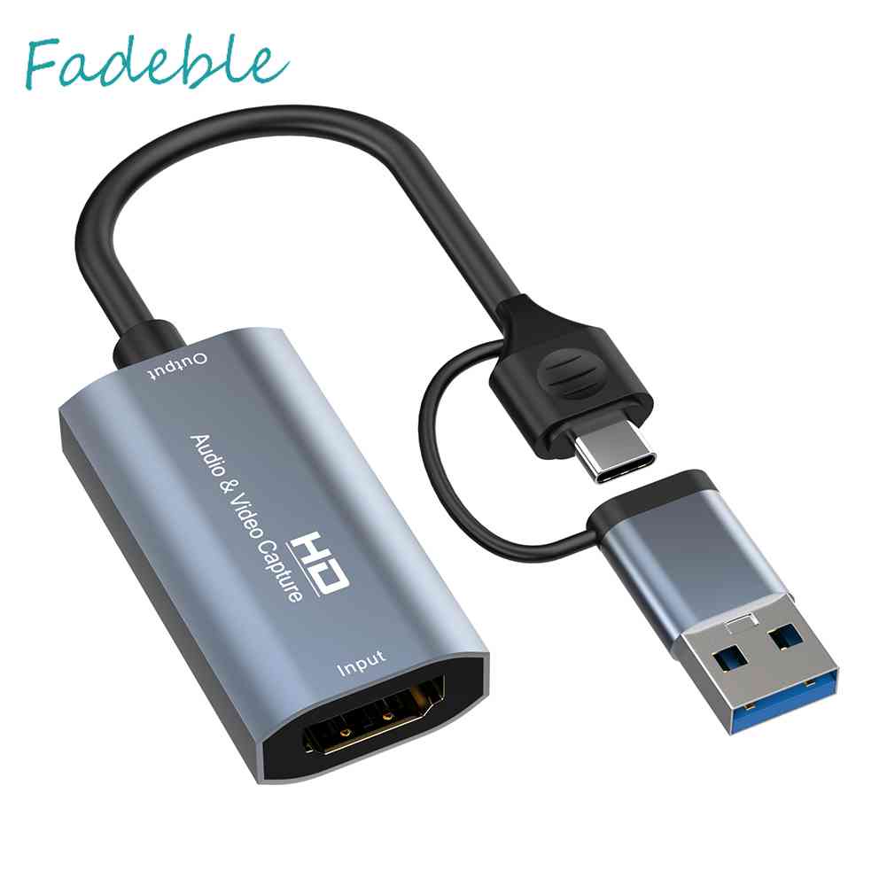 Type-C Audio Capture Card HDMI-compatible USB Video Grabber for PC Game Camera