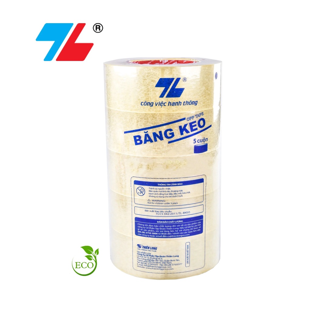 Combo 5 Băng Keo Trong Thiên Long BKT-040- 40 yards