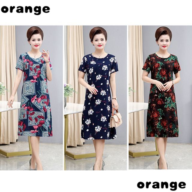 Đầm Ngủ Tay Ngắn Dáng Rộng Chất Lụa Cotton Thời Trang Mùa Hè Cho Nữ Trung Niên Mi