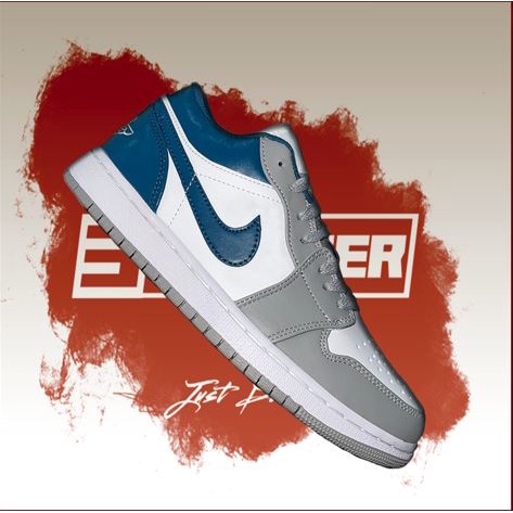 Giày Nike Air Jordan 1 Low French Blue, JD Thấp Trắng Xám Gót Xanh Bản Đẹp Chuẩn SC, Fullbox, Full Phụ Kiện