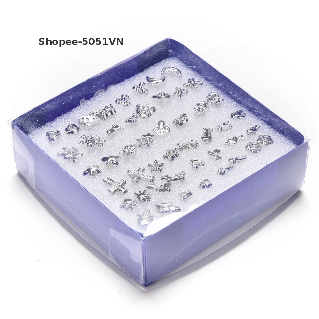 Set 24 Đôi Bông Tai Nhựa Mạ Bạc Thời Trang Bán Sỉ