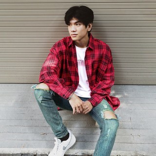 Áo Sơ Mi Flannel Màu Đỏ Sọc Đen