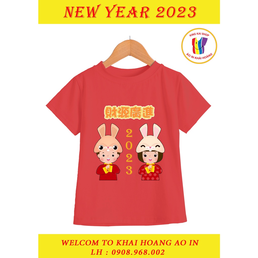 áo thun tết 2023 gia đình đủ size vải coton co giản 4 chiều thoải mái