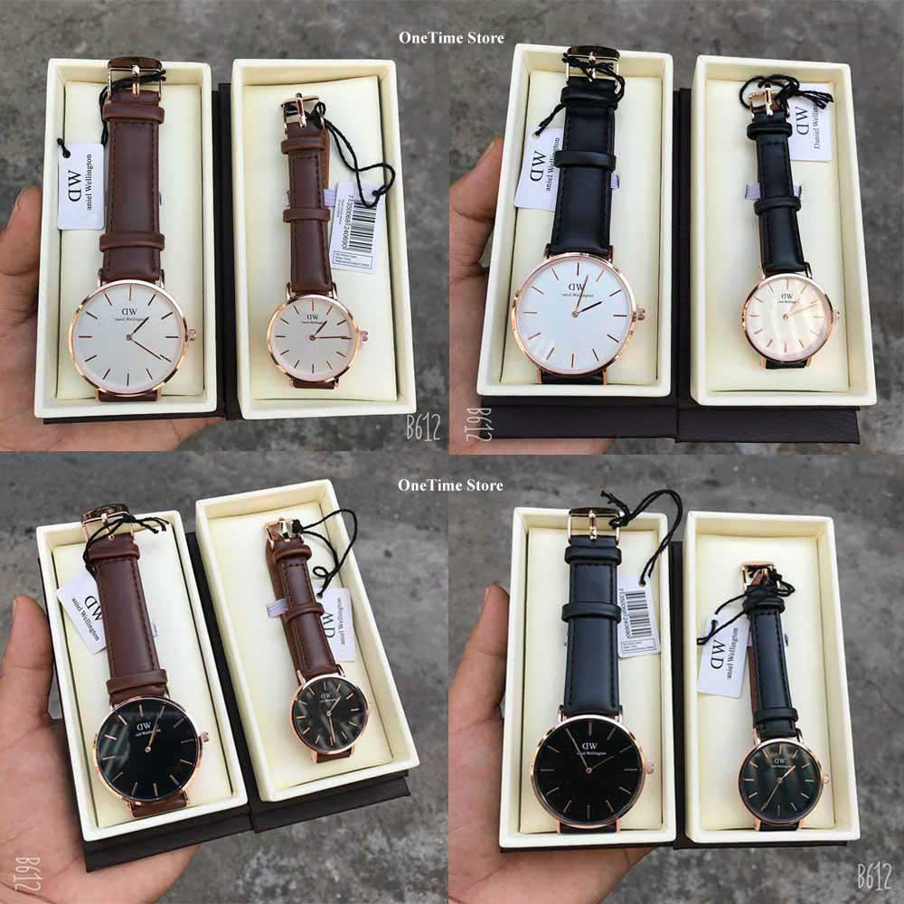 Đồng hồ cặp nam nữ dây da DW, đồng hồ đôi thiết kế thời trang, dễ phối đồ - OneTime Store