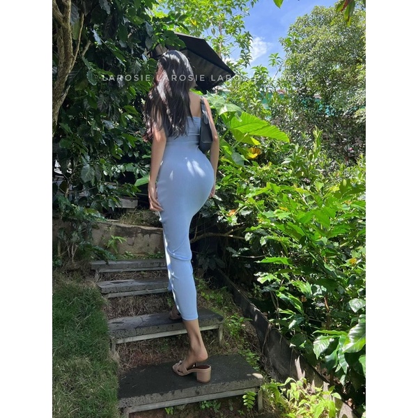 Đầm ống dáng dài thun gân trung