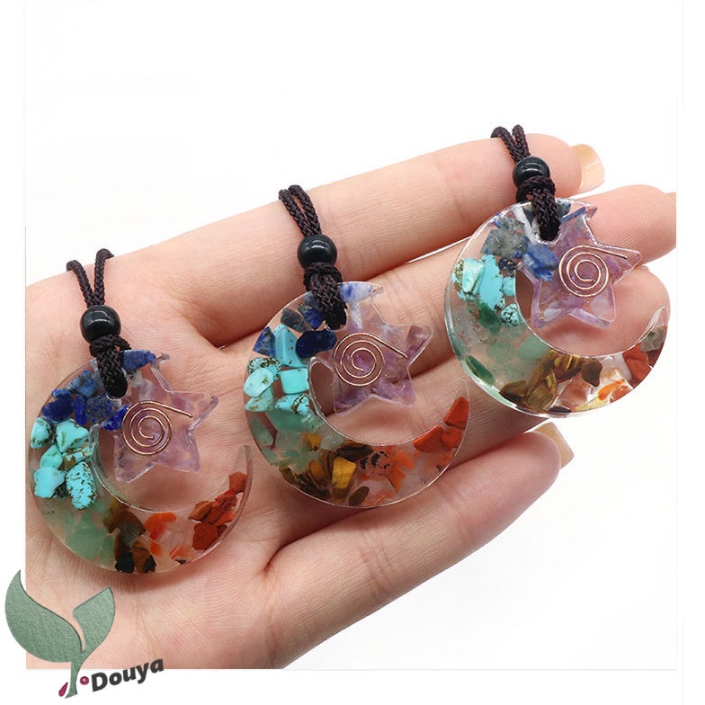 Dây Chuyền Mặt Trăng Và Ngôi Sao 7 Chakra Cho Nữ | Bảo Vệ EMF | Máy Phát Điện Năng Lượng / Vòng Cổ Yoga