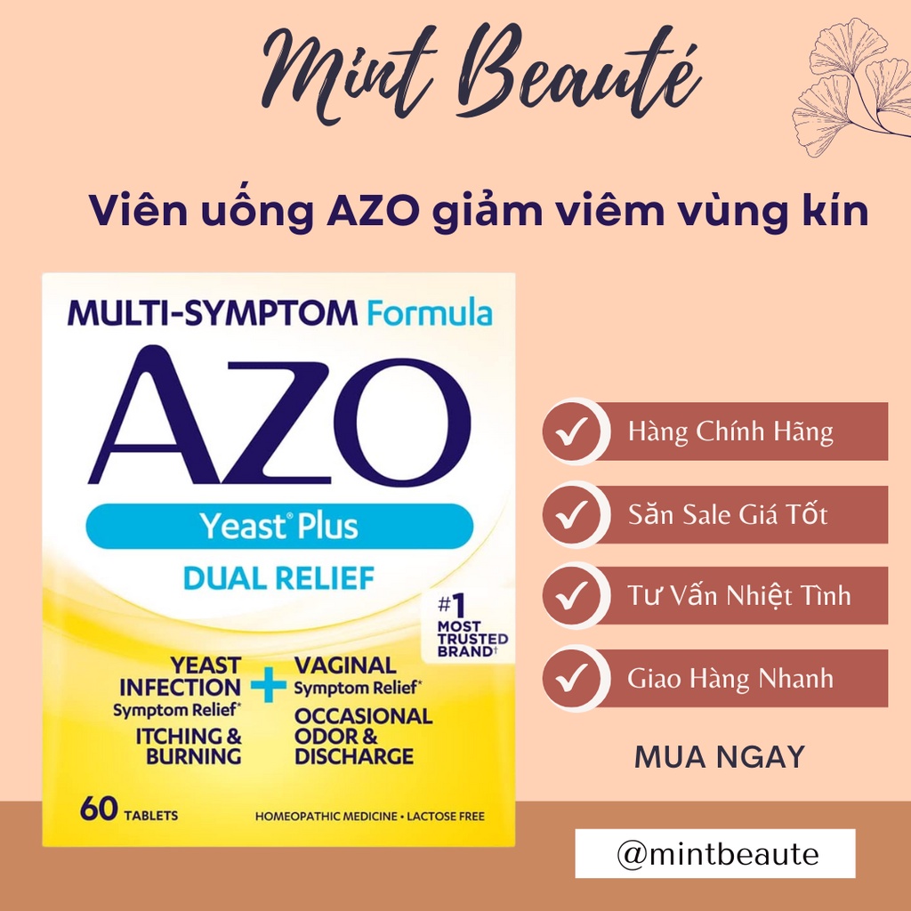 Che tên - Viên Uống AZO Cho Đường Tiết Niệu - Nhập khẩu Mỹ - Hộp 60 viên của Mỹ