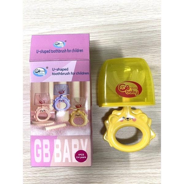 Bàn chải đánh răngchữ U sillicon siêu mềm Gb baby có nắp đậy cho bé