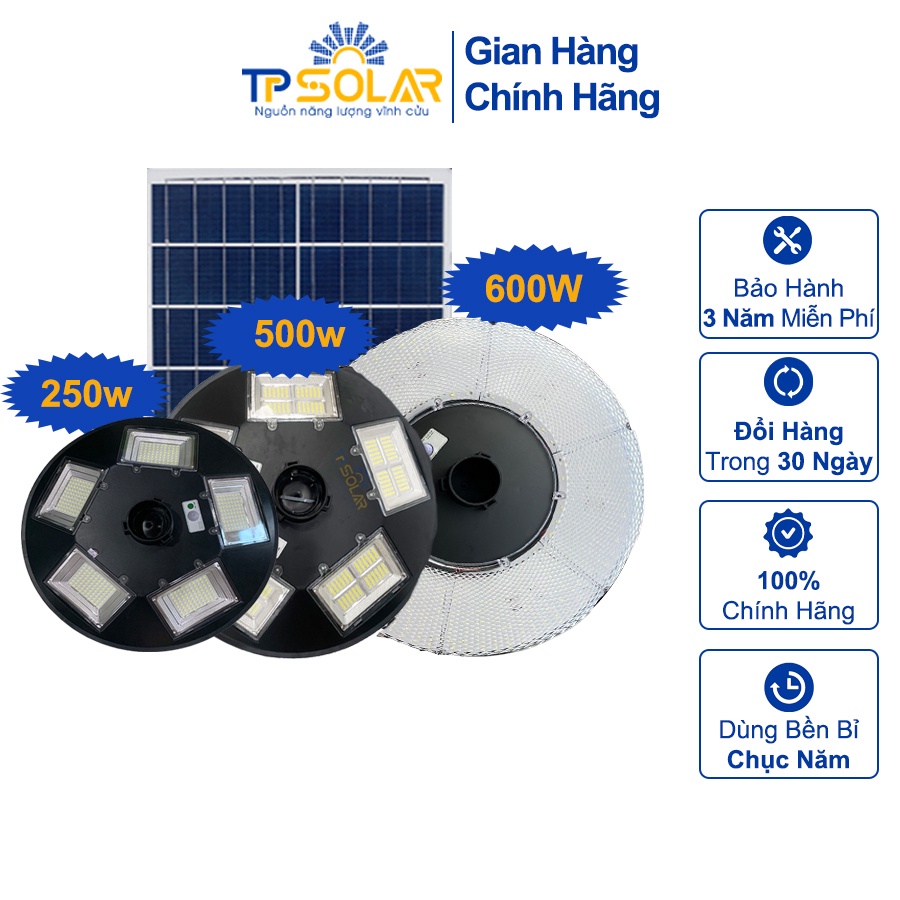 Đèn Sân Vườn UFO Năng Lượng Mặt Trời TP Solar TP-U250 TP-U500 TP-U600 Công Suất 250W 500W 600W Cảm Biến Chuyển Động