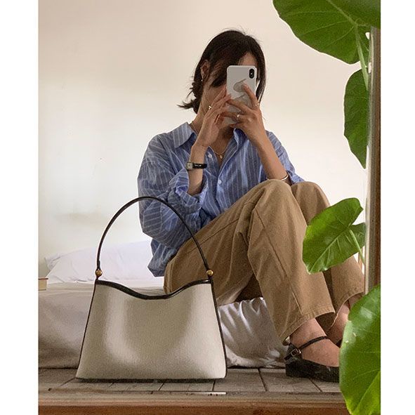 Whiterm Túi Xách Canvas Họa Tiết Xương Cá Phong Cách Hàn Quốc Cho Nữ