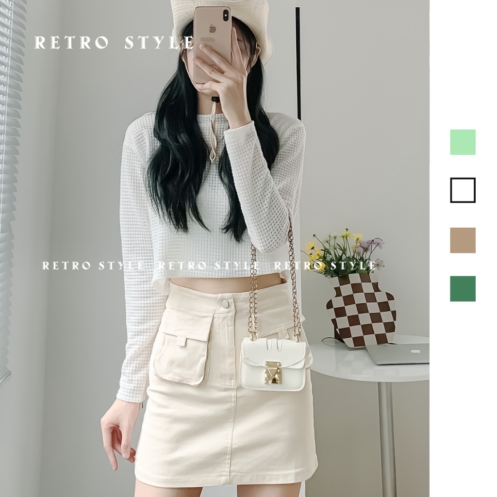 Áo croptop ô vuông chất xốp mã 180