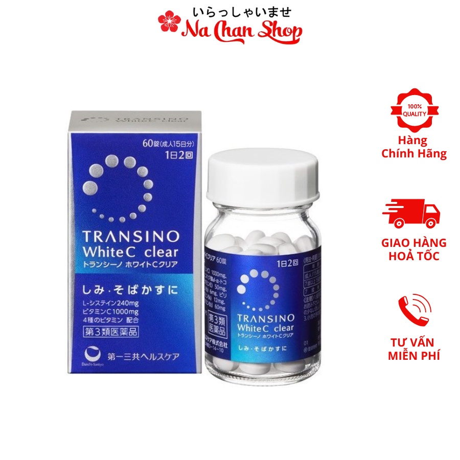 VIÊN UỐNG HỖ TRỢ TRẮNG DA, NGỪA NÁM TRANSINO WHITE C CLEAR NHẬT BẢN