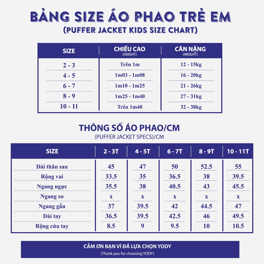 Áo khoác phao cho bé YODY 3S PLUS phiên bản nâng cấp siêu nhẹ siêu ấm siêu gọn PHK5009