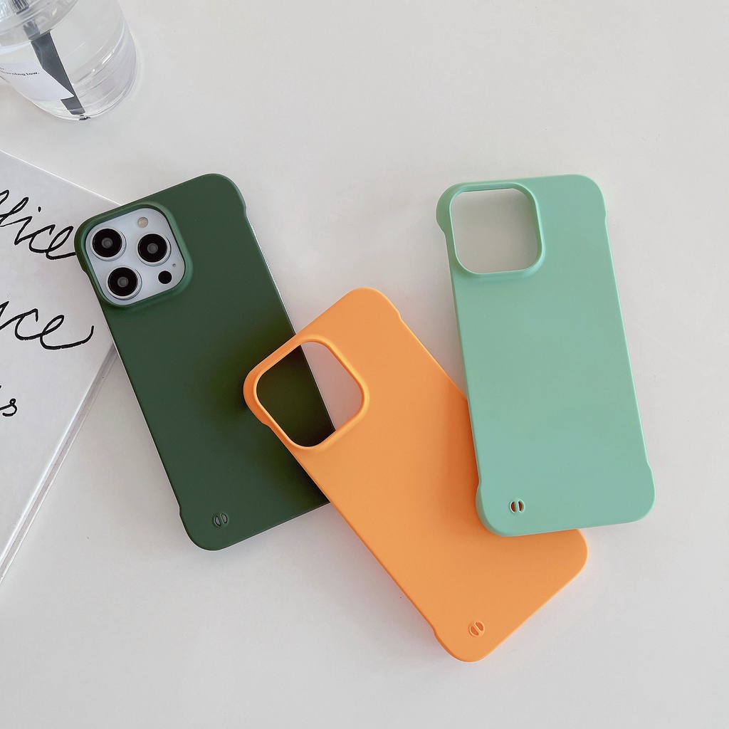 Ốp Điện Thoại Nhựa Cứng Mỏng Không Viền Màu Kẹo Cho iPhone 14 13 12 Mini 11 Pro XS Max XR X 8 7 Plus SE 2020