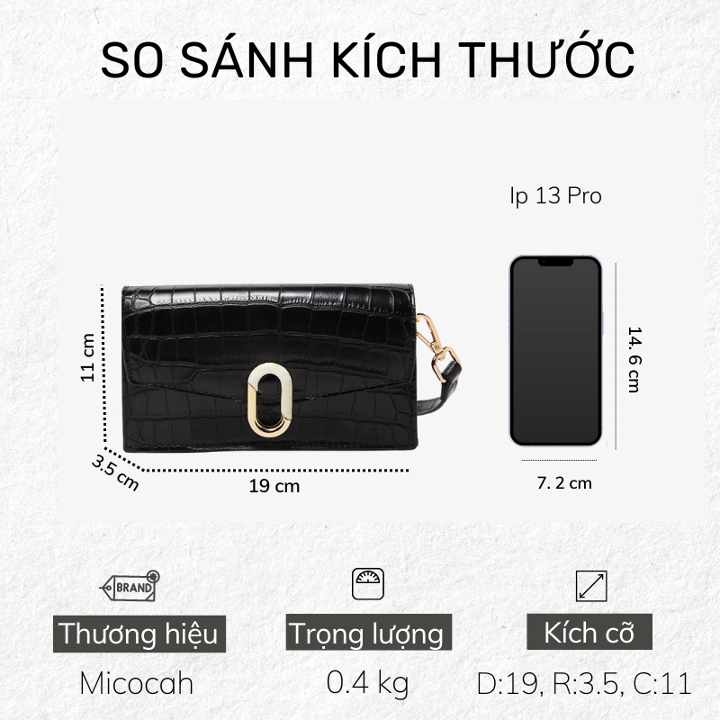 Túi xách nữ Micocah dáng hộp cao cấp đeo chéo công sở chính hãng đẹp kẹp nách EL008