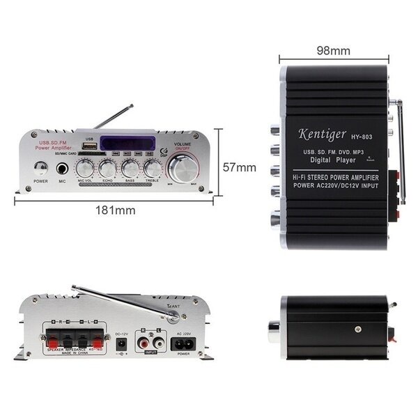 Amply Karaoke, Ampli Mini Bluetooth+Ghi Âm, BT198B-B, Âm Ly Mini Công Suất Lớn Loa Bass 25 - Âm Ly Karaoke loại tốt