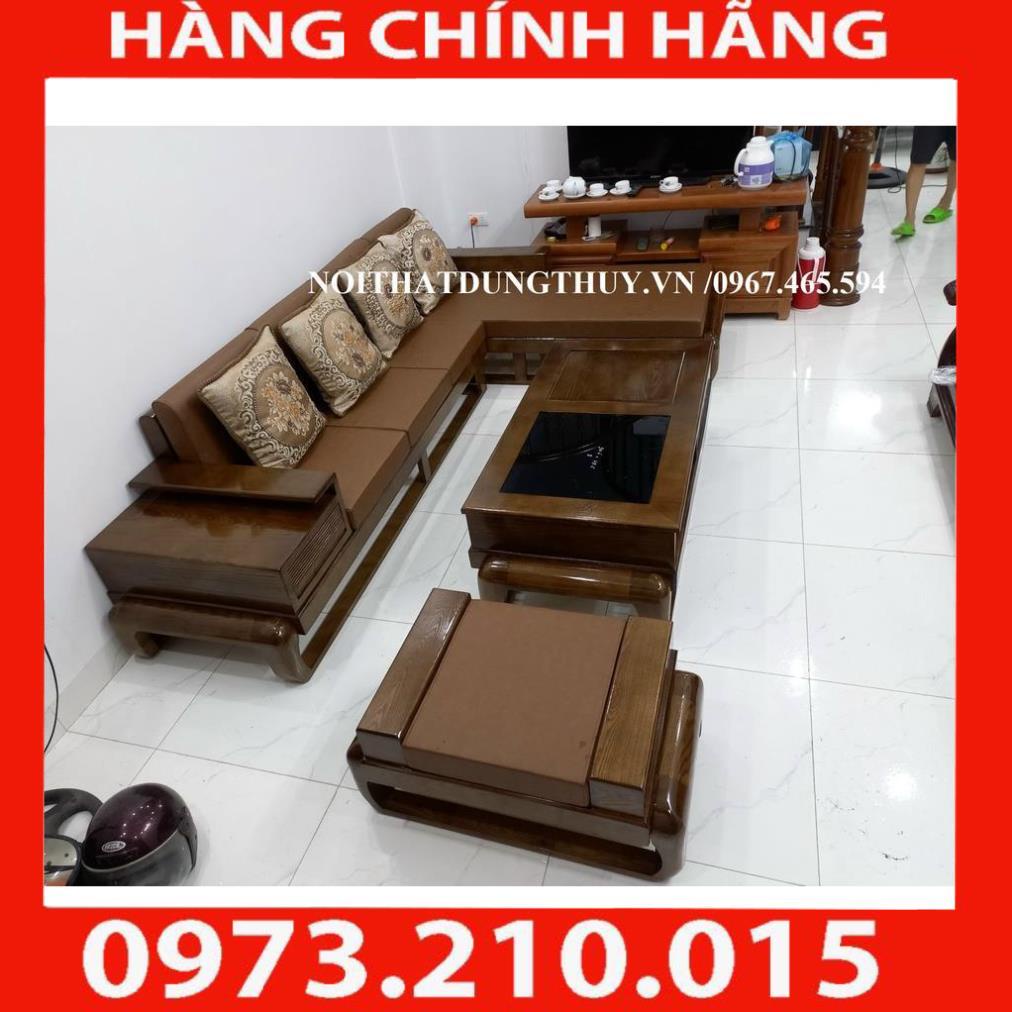 Bộ sofa phòng khách góc L gỗ sồi nga bán chạy nhất