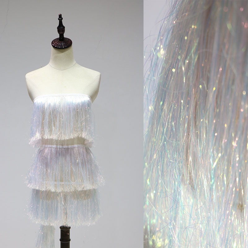 Dải Dây Tua Rua Ren Trắng Vàng Rộng 20CM Dài 1 Yard Dùng Thiết Kế Trang Phục Biểu Diễn