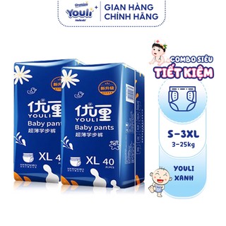 Tã bỉm dán/quần youli xanh đai chun mềm mại, mỏng nhẹ siêu thấm hút, bỉm nội địa trung cho bé 3kg - 25kg
