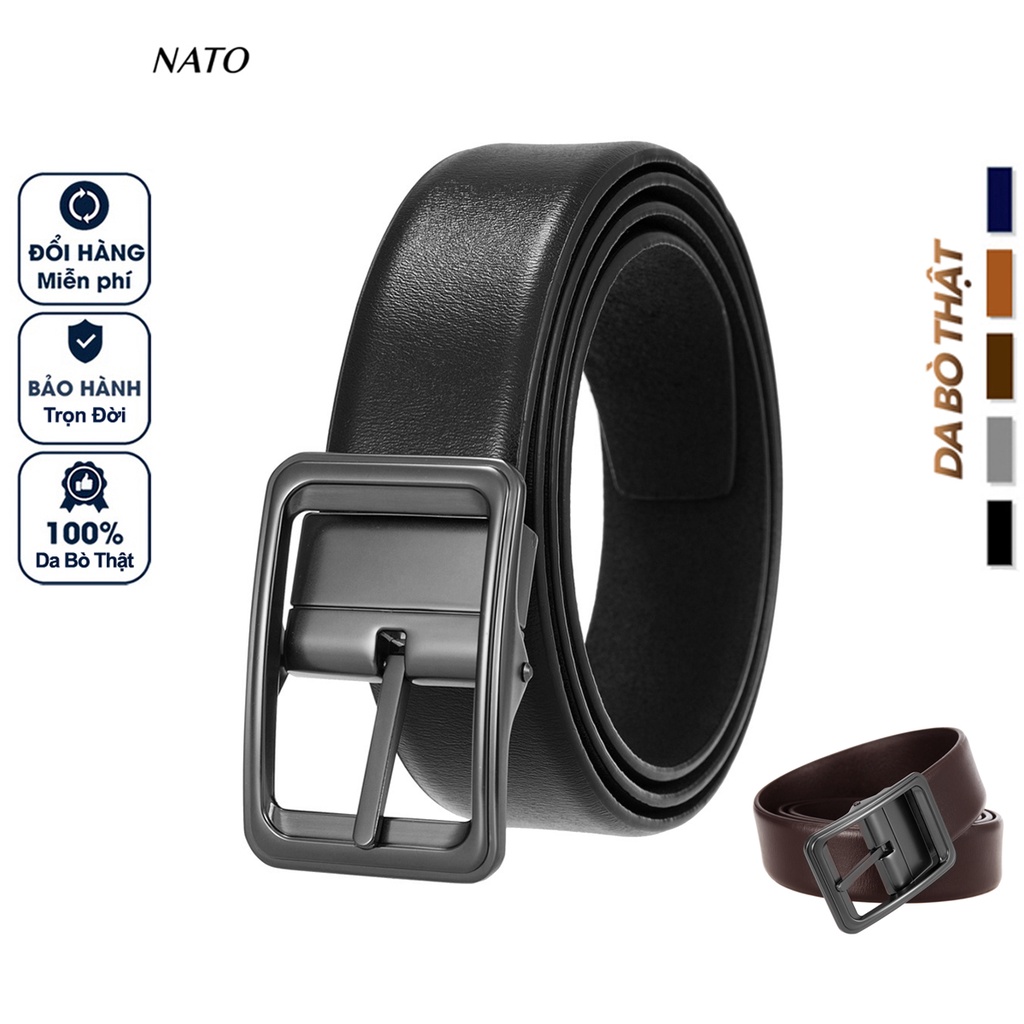 Thắt Lưng Nam Nato TAIGA Khóa Lỗ Kim Da Bò Thật Dây Nịt Cao Cấp Đen Nâu Bền Đẹp Công Sở Sang Trọng Đi Học Đi Làm Bản Nhỏ