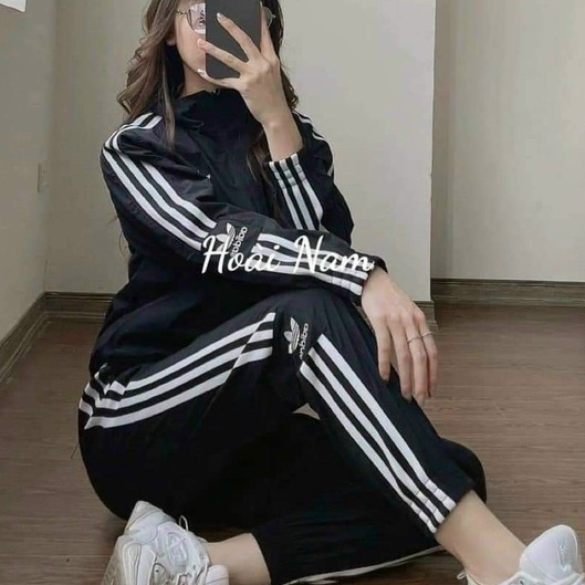 Bộ quần áo thể thao nỉ DAS nữ, set bộ quần áo dài tay khoá kéo, ống bo có túi