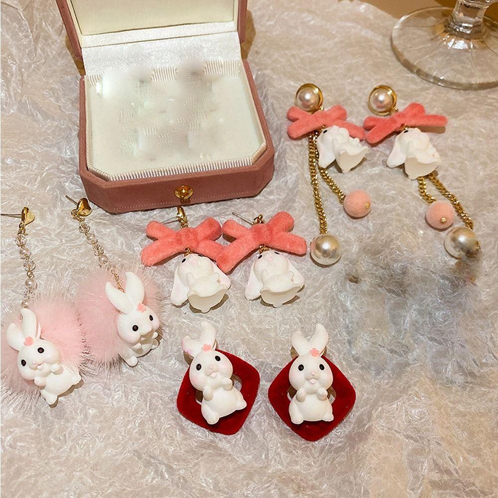 Khuyên Tai Tua Rua Hình Thỏ Cà Rốt / Mèo Dễ Thương Phong Cách Hàn Quốc Cho Nữ