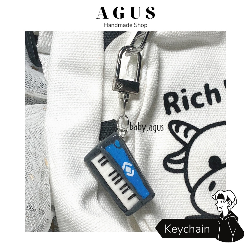 Móc khóa đất sét handmade sky children of the light đàn piano xám basic ver 1