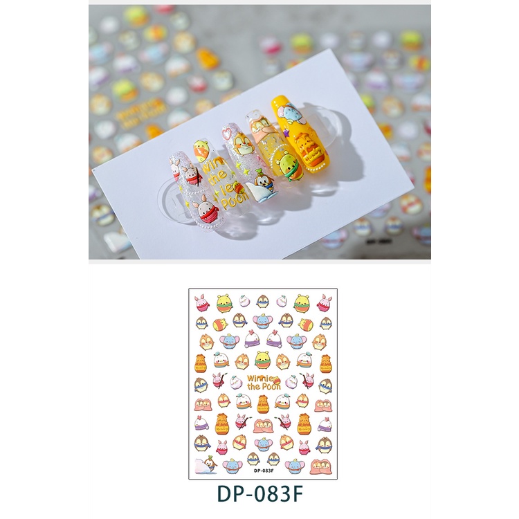 ⚡Miếng Dán Móng Tay 5D Hình Vịt Donald / Gấu Pooh / Gấu Pooh Dp Dễ Thương