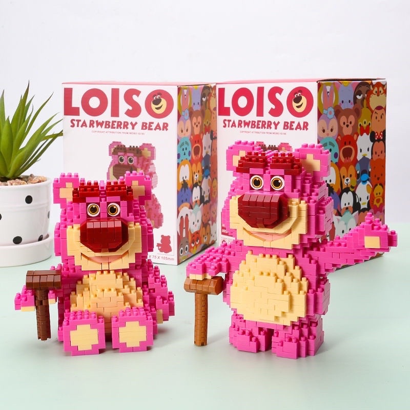 Đồ chơi mô hình lắp ráp lego cho bé hoạt hình gấu dâu tây Lotso hồng dễ thương Tiệm Nhà Sol