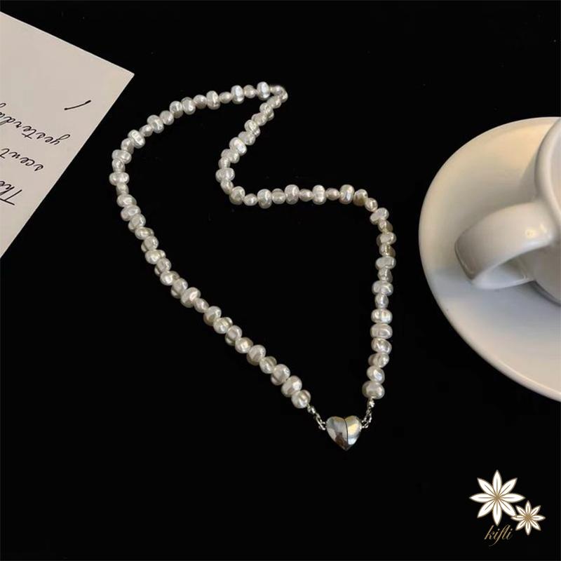 Vòng cổ Đính Ngọc Trai Hình Trái Tim Sang Trọng Phong Cách Hàn Quốc