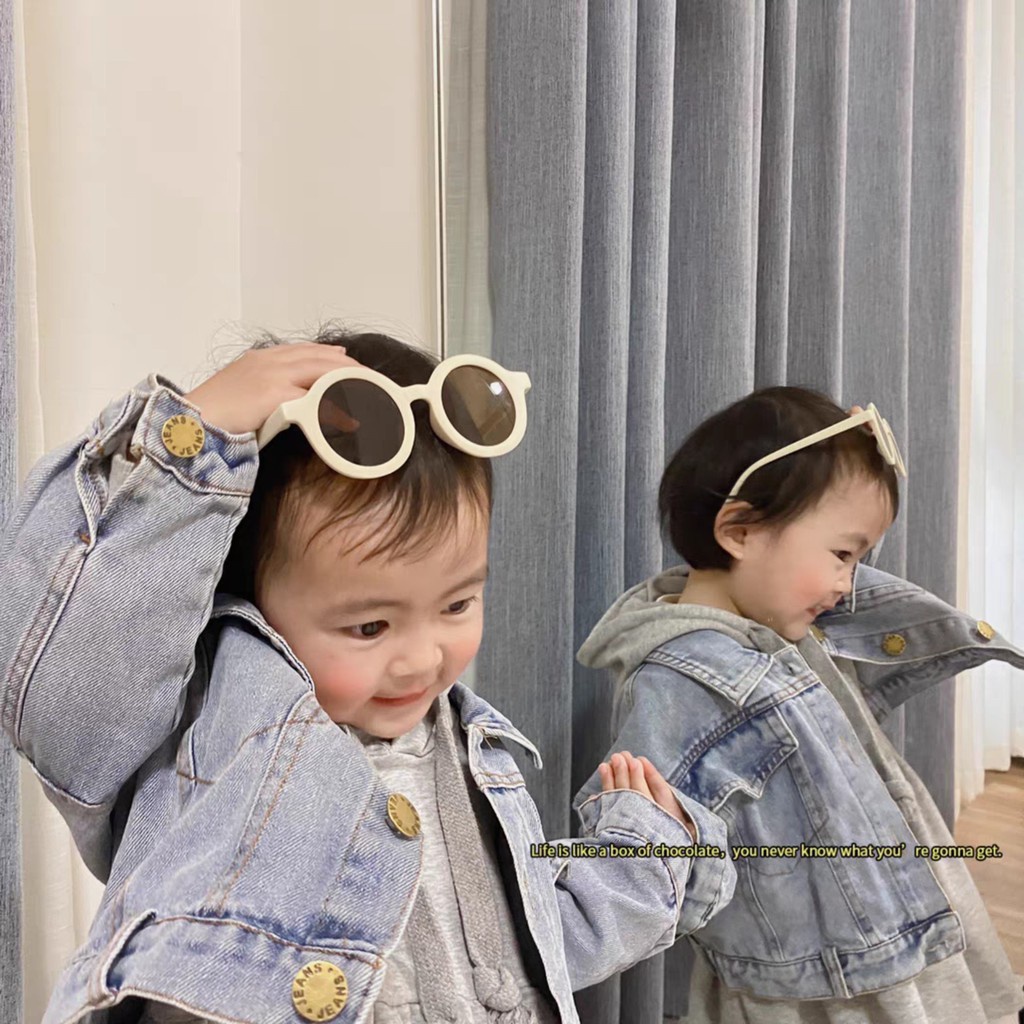 Kính cho bé trai bé gaí mắt kính râm Gọng tròn phong cách Vintage kính tre em từ 1-6 tuổi mới nhất 2022
