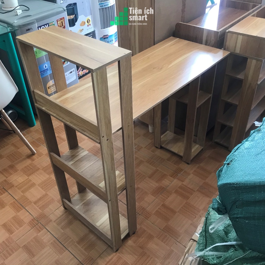 Bàn Làm Việc, Bàn Học Dáng Chữ L Kèm Giá Để Sách Liền Tiện Lợi