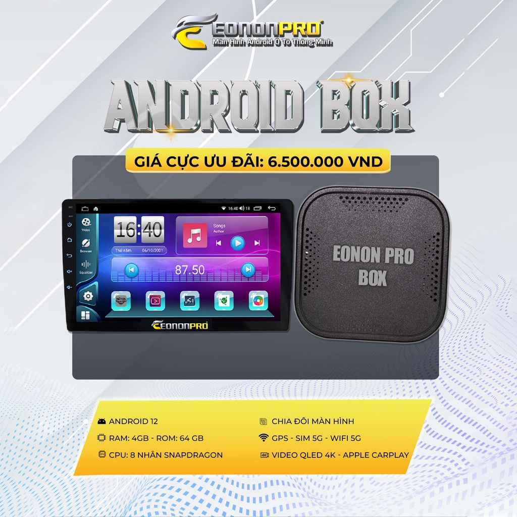 Android Box Ô tô EononPro Max 22 Carplay Android AI Box Biến Màn Hình Zin Thành Màn Hình Android, Ram 4Gb Rom 64Gb