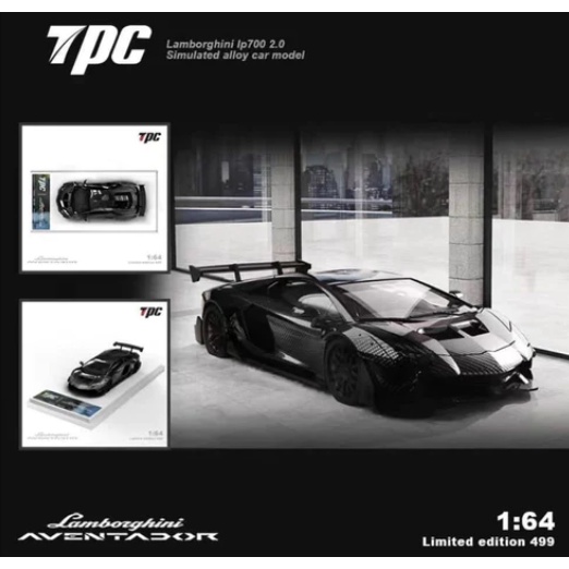 Mô hình ô tô Lamborghini Aventador LP700-4 2.0 Full Carbon Black 1/64 TCP