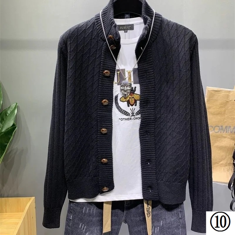 Áo Khoác Dệt Kim Cổ Đứng Màu Trơn Phong Cách Hàn Quốc Thời Trang Thu Đông Cho Nam