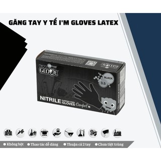 Găng tay cao su Nitrile không bột màu đen hộp 100 cái