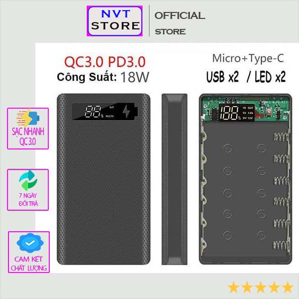 Box Sạc Dự Phòng QC 3.0 / Dùng cho Pin 18650