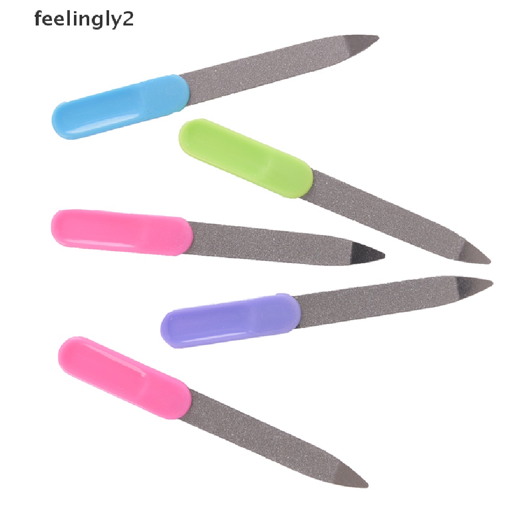 Bộ 5 Cây Dũa Móng Tay Hai Mặt Bằng Kim Loại Tay Cầm Nhựa