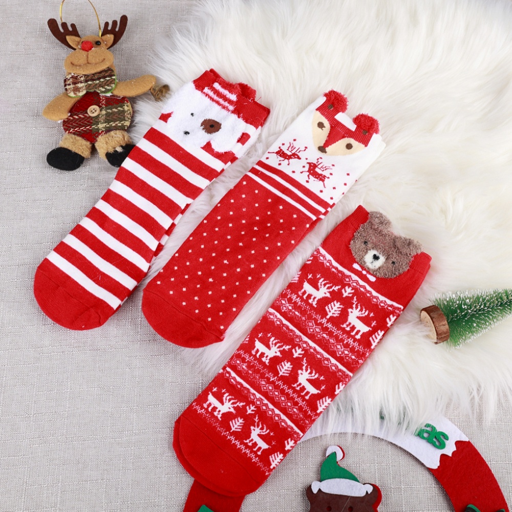 1 Đôi Tất Cotton In Hình Giáng Sinh Dễ Thương