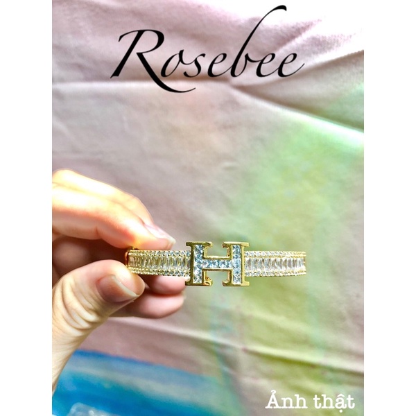 Vòng tay hiệu chữ H đính full đá Baguette