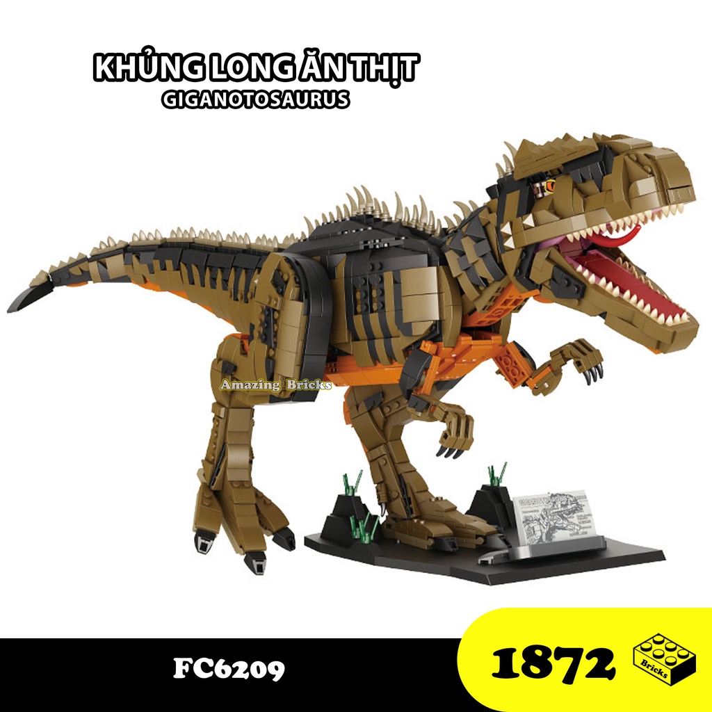 Đồ chơi Lắp ráp Khủng Long ăn thịt Giganotosaurus, FC6209 Xếp hình thông minh, Mô hình Khủng Long [1872 mảnh]