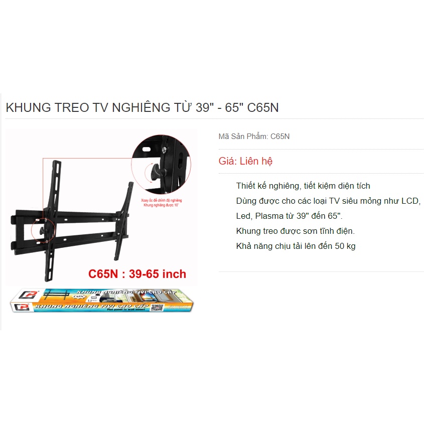 KHUNG TREO TV NGHIÊNG TỪ 39" - 65INCH" C65N