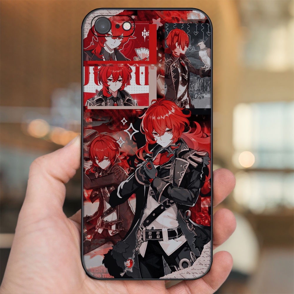 Ốp lưng iPhone 7, 8 dẻo đen cạnh vuông in hình Diluc Genshin Impact