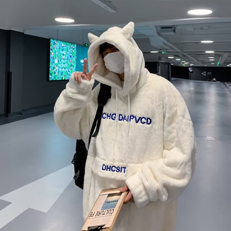 ✦ AFFLIGA ✦Áo Hoodie Lông Cừu Dày Dặn Thoải Mái Phong Cách Hàn Quốc Mới Cho Nam
