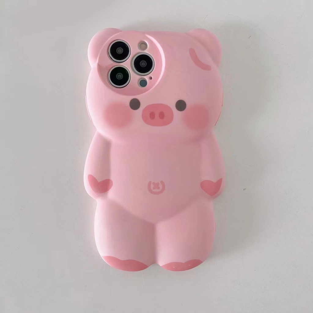 Ốp Điện Thoại Ba Chiều Mềm In Hình Heo Hồng Hoạt Hình Cho iPhone14 13 11 12 Pro MAX