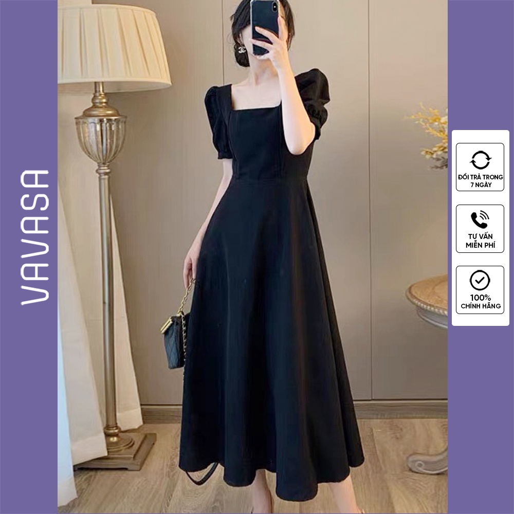 Đầm váy dự tiệc chuẩn xinh váy dáng xòe tiểu thư công chúa tay phồng hàng cao cấp VAVASA V15