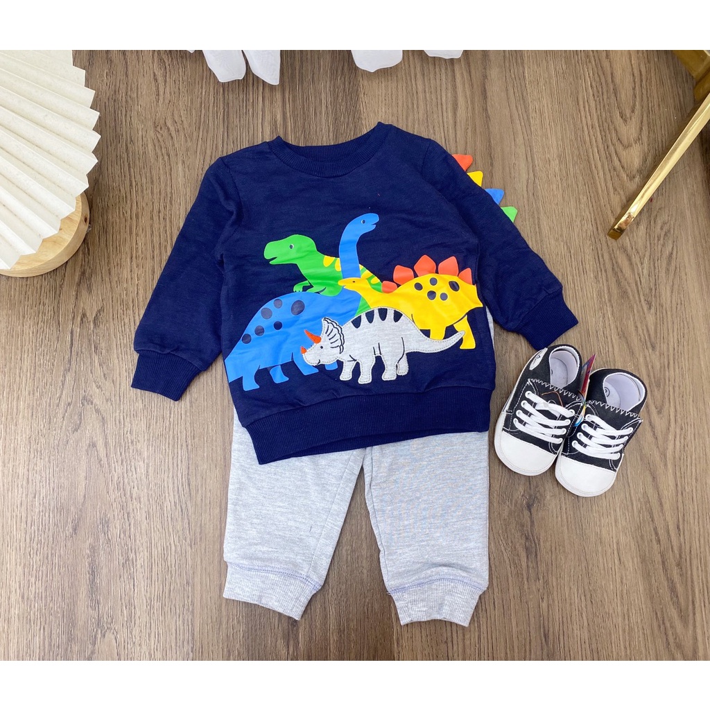 Bộ Nỉ Bé Trai Hàng CN Xuất Dư Xịn Hãng Little Me cho bé từ 9 đến 20 KG