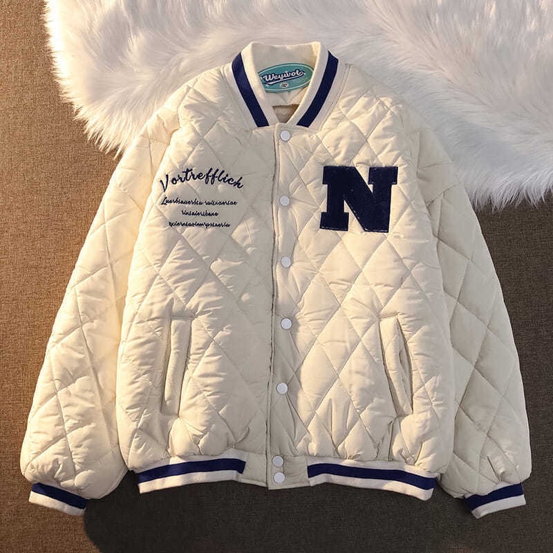 Áo khoác bomber varsity trần bông , chữ thêu áo nam nữ unisex