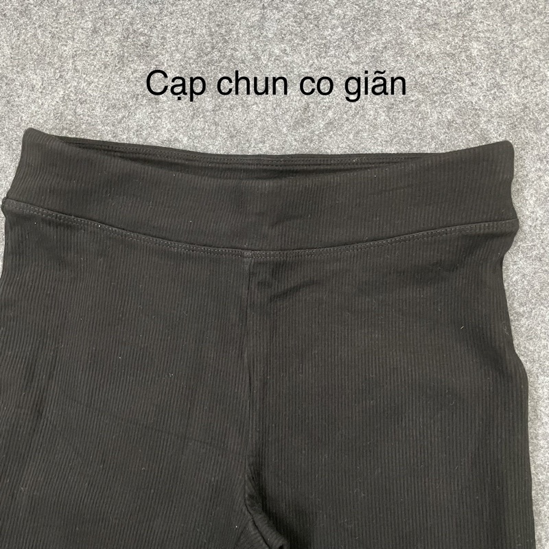 Quần Legging Nữ Đen Thun Gân Dày Dặn Co Giãn Tốt Hàng Xuất Xịn